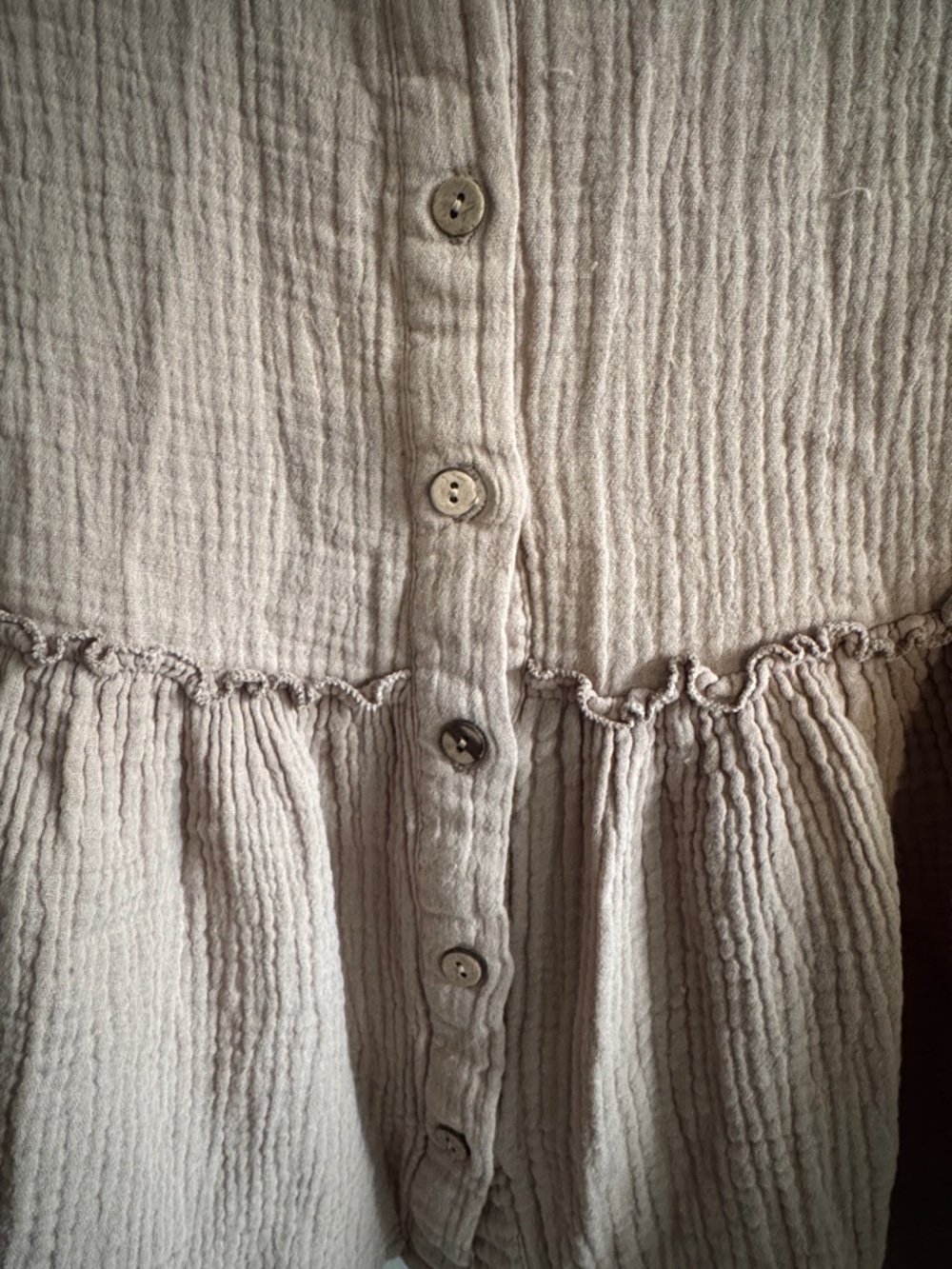 Altar’d State Gauze Cotton Peplum Babydoll Top Size S Button Front Taupe - Picture 3 of 7